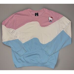 Sanrio Hello Kitty Sweatshirt Womens XL Wave Pastel‎ Colorblock Apple Graphic